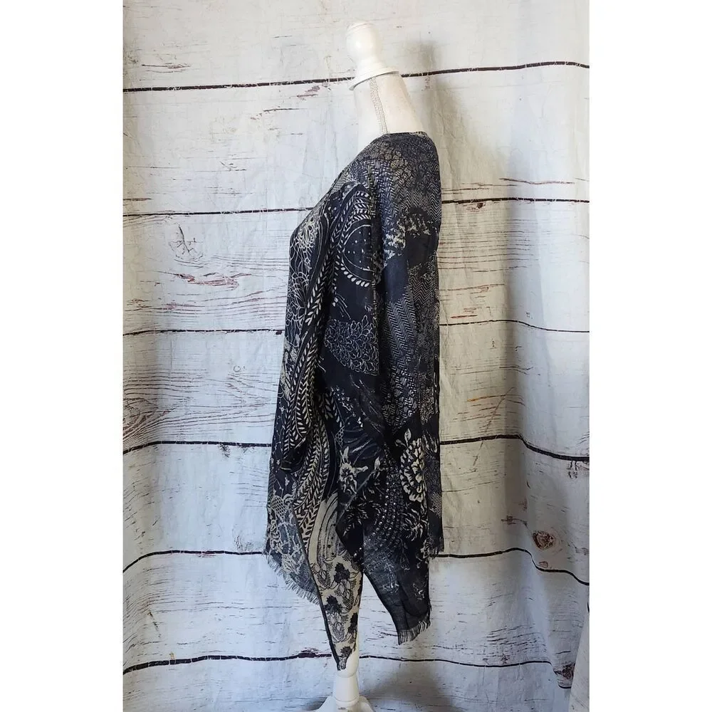 Anthropologie Petanu by Pashma Wool & Silk Blue Shawl/ Wrap One Size NWT‎